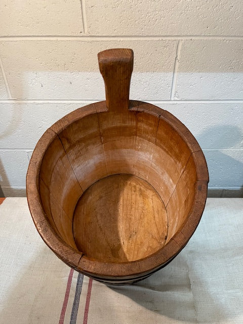 Early 1900s Vintage European Wooden Bucket with Handle - Hungary Origin #6555