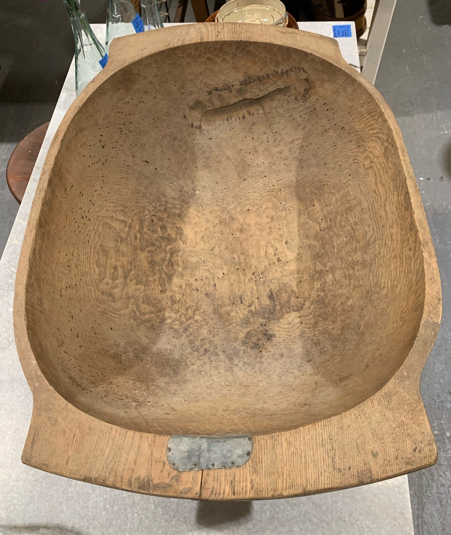Antique Rustic European-Style Wooden Serving Bowl #4823