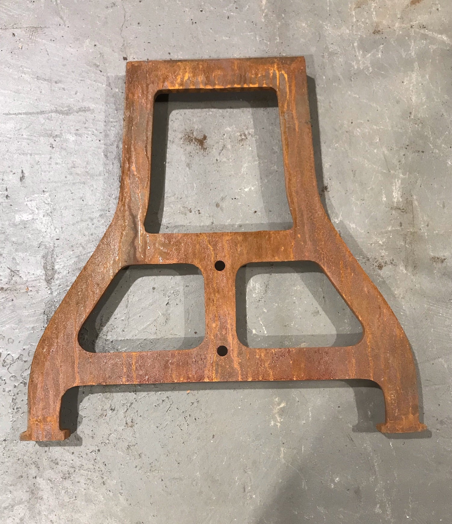 40s Vintage European Industrial Cast Iron Workbench Legs Set #3601b